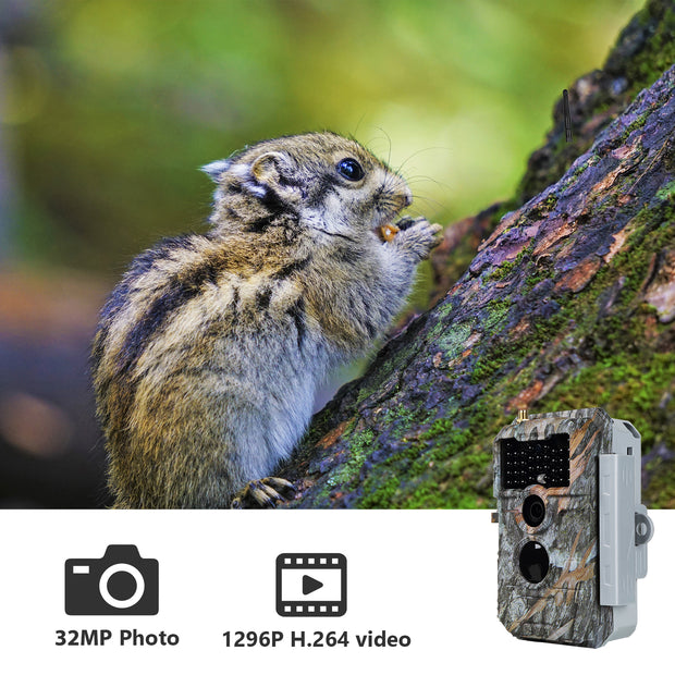 2-Pack Wireless Bluetooth Wildlife Trail Camera with Night Vision Motion Activated 32MP 1296P Waterproof Stealth Camouflage for Hunting, Home Security | W600