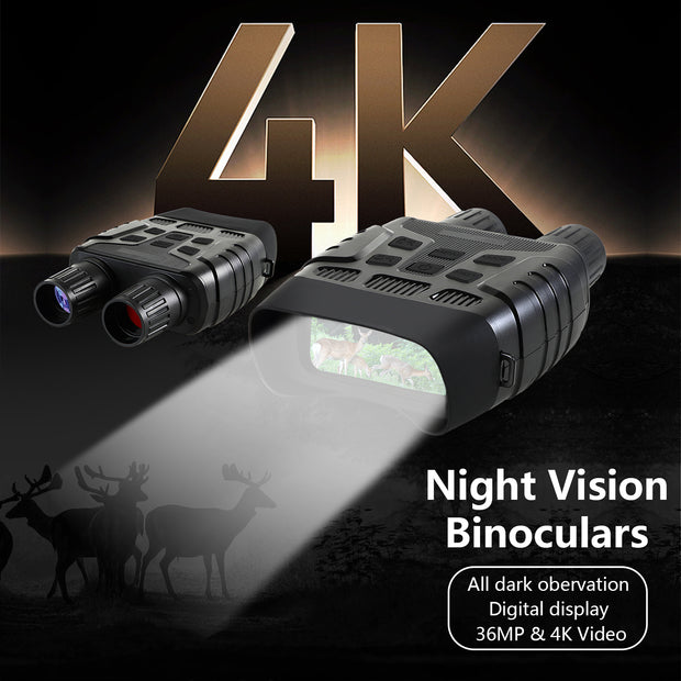 Digital Night Vision Binoculars & Goggles 36MP Max photo & 4K HD Video Infrared (IR) with LCD Screen Tracking up to 350M for Spotting, Hunting Wildlife