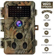 2-Pack Wildlife Trail Camera with No Glow Night Vision 0.1S Trigger Motion Activated 32MP 1296P IP66 Waterproof for Hunting & home security | A262