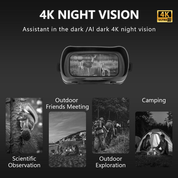 Digital Night Vision Binoculars & Goggles 36MP Max photo & 4K HD Video Infrared (IR) with LCD Screen Tracking up to 350M for Spotting, Hunting Wildlife