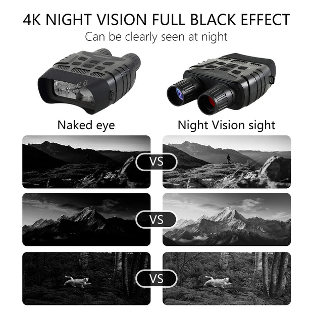 Digital Night Vision Binoculars & Goggles 36MP Max photo & 4K HD Video Infrared (IR) with LCD Screen Tracking up to 350M for Spotting, Hunting Wildlife