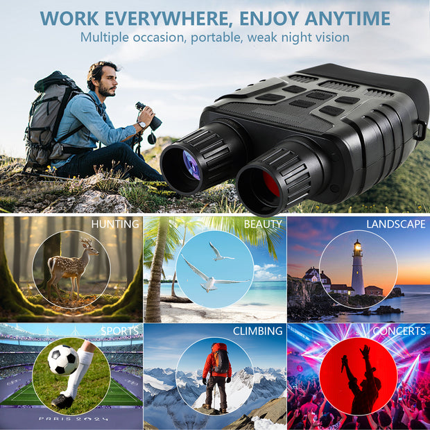 Digital Night Vision Binoculars & Goggles 36MP Max photo & 4K HD Video Infrared (IR) with LCD Screen Tracking up to 350M for Spotting, Hunting Wildlife