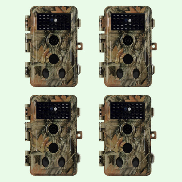 4-Pack Wildlife Trail Camera with No Glow Night Vision 0.1S Trigger Motion Activated 32MP 1296P IP66 Waterproof for Hunting & home security | A262