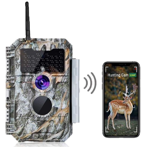 2-Pack Wireless Bluetooth Wildlife Trail Camera with Night Vision Motion Activated 32MP 1296P Waterproof Stealth Camouflage for Hunting, Home Security | W600