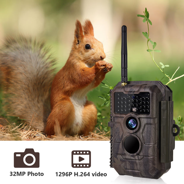 Bundle of Solar Panel and Wireless Bluetooth WiFi Deer Camera 32MP 1296P Night Vision No Glow Motion Activated for Hunting, Home Security | W600 Red