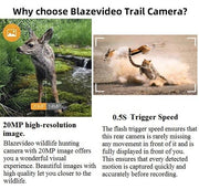 Wildlife Trail Camera with No Glow Night Vision 0.1S Trigger Motion Activated 32MP 1296P IP66 Waterproof for Hunting & home security | A252
