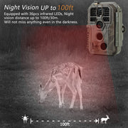 Wireless Bluetooth WildlifeTrail Camera with Night Vision Motion Activated 32MP 1296P Waterproof Stealth Camouflage for Hunting, Home Security | A280W Brown