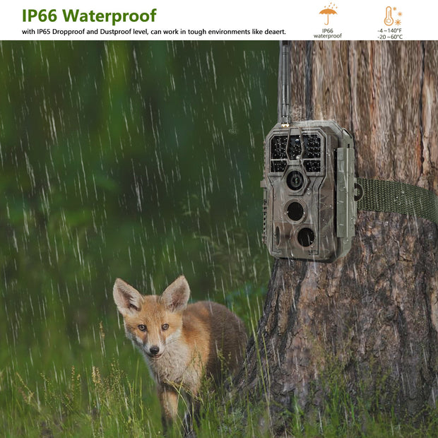 Wireless Bluetooth WildlifeTrail Camera with Night Vision Motion Activated 32MP 1296P Waterproof Stealth Camouflage for Hunting, Home Security