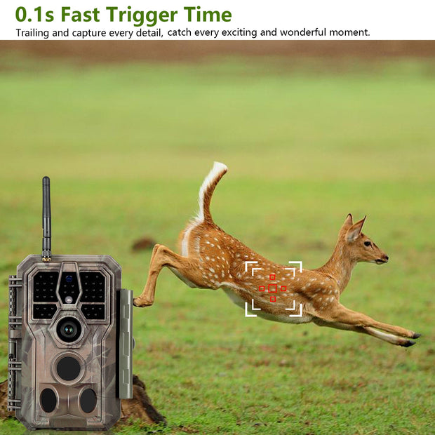 Wireless Bluetooth WildlifeTrail Camera with Night Vision Motion Activated 32MP 1296P Waterproof Stealth Camouflage for Hunting, Home Security