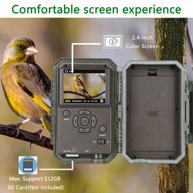 Wireless Bluetooth WildlifeTrail Camera with Night Vision Motion Activated 32MP 1296P Waterproof Stealth Camouflage for Hunting, Home Security | A280W Brown