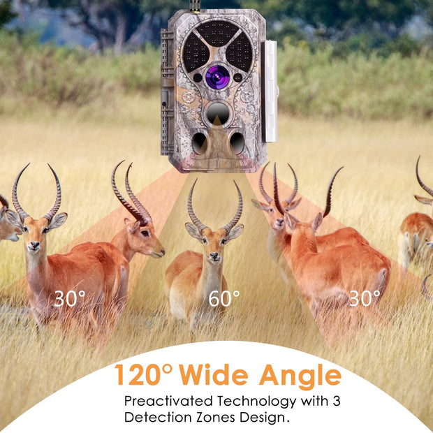 Wireless Bluetooth Wildlife Trail Camera with Night Vision Motion Activated 32MP 1296P Waterproof for Hunting, Home Security