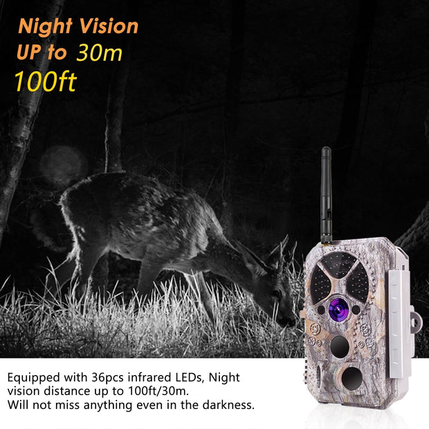 Bundle of Solar Panel and WIFI Trail Camera Security Camera 32MP Picture 1296P Video Black Flash Night Vision Motion Activated Waterproof | A350W Green