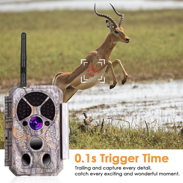 Wireless Bluetooth Wildlife Trail Camera with Night Vision Motion Activated 32MP 1296P Waterproof Stealth Camouflage for Hunting, Home Security  | A350W