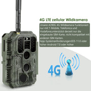 4G LTE Cellular Wildlife Trail Camera 32MP 1296P Night Vision Motion Activated No Glow Waterproof with 32G SD for Garden Security Outdoor Trap Animal Camera | A390G Green