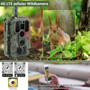 4G LTE Cellular Wildlife Trail Camera 32MP 1296P Night Vision Motion Activated No Glow Waterproof with 32G SD for Garden Security Outdoor Trap Animal Camera | A390G Green