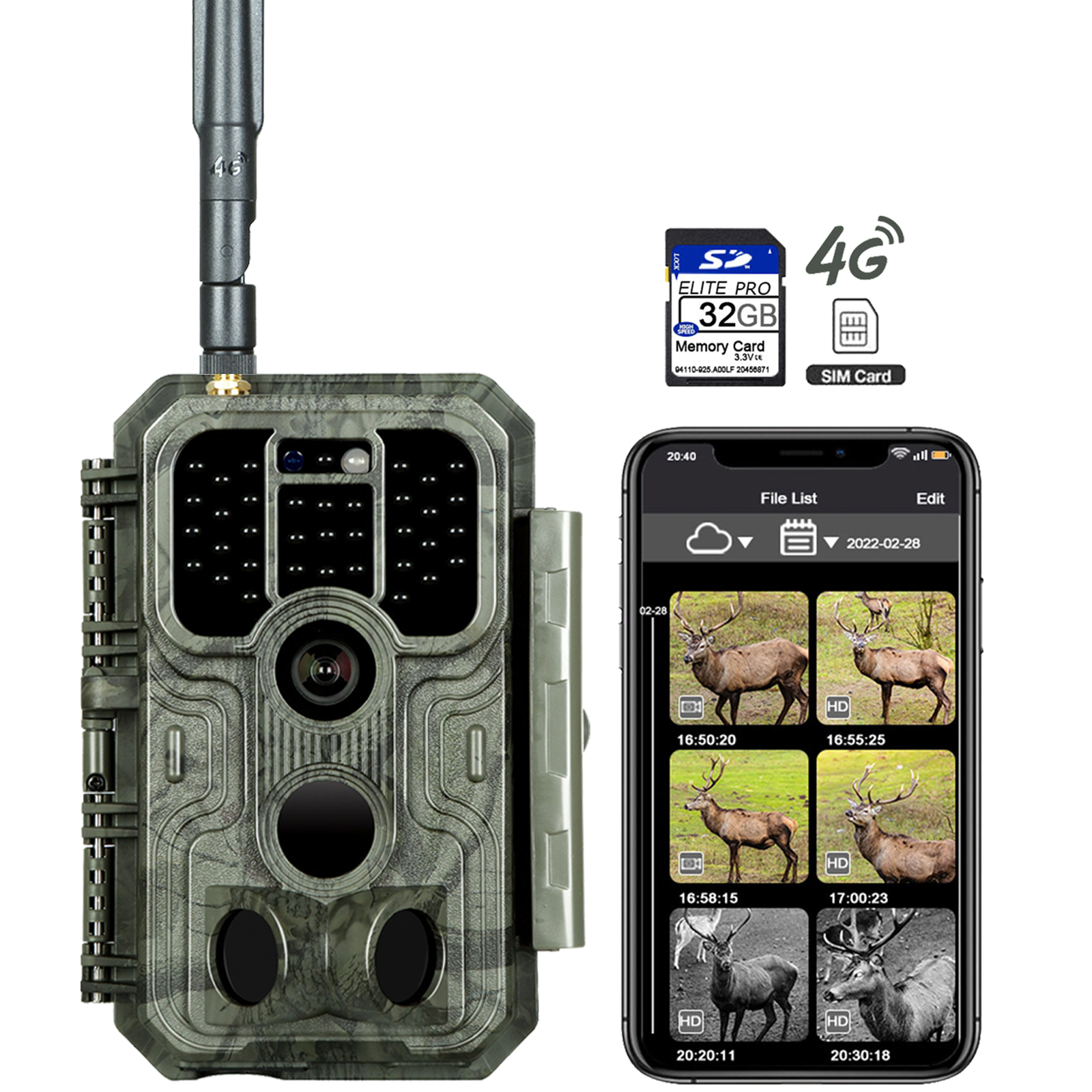 4G LTE Cellular Wildlife Trail Camera 32MP Night Vision
