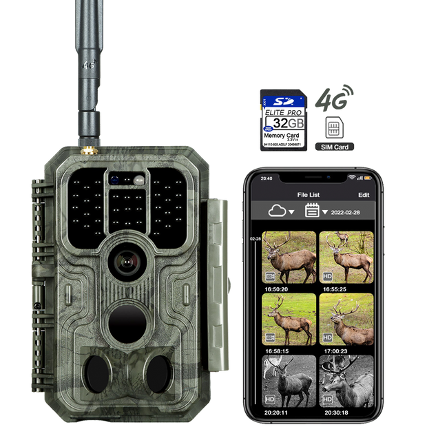 4G LTE Cellular Wildlife Trail Camera 32MP 1296P Night Vision Motion Activated No Glow Waterproof with 32G SD for Garden Security Outdoor Trap Animal Camera | A390G Green