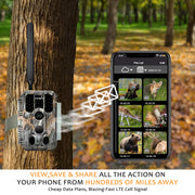 4G LTE Cellular Trail Camera 32MP 1296P Night Vision Motion Activated 0.1S Trigger Speed IP66 with 32G SD card for Wildlife Tracking and Home Security