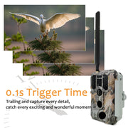 4G LTE Cellular Trail Camera 32MP 1296P Night Vision Motion Activated 0.1S Trigger Speed IP66 with 32G SD card for Wildlife Tracking and Home Security