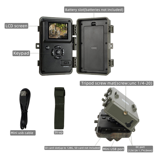 Wildlife Trail Camera with Night Vision 0.1S Trigger Motion Activated 48MP 1296P IP66 Waterproof for Wild animal observing & home security | A323