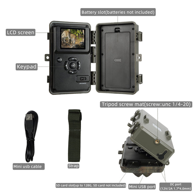 Wildlife Trail Camera with Night Vision 0.1S Trigger Motion Activated 32MP 1296P IP66 Waterproof for Hunting & home security | A323