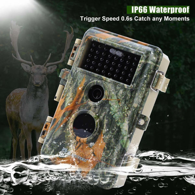 2-Pack Wildlife Trail Camera with No Glow Night Vision 0.1S Trigger Motion Activated 24MP 1296P IP66 Waterproof for Hunting & home security