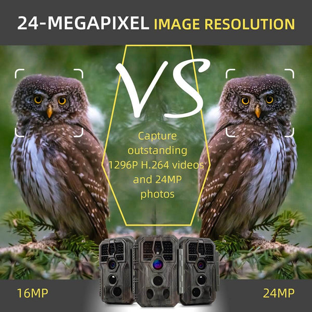 2-Pack Wildlife Camera Trail Camera with Night Vision Motion Activated 0.1S Trigger Speed 24MP 1296P IP66 Waterproof Scouting Cam for & Hunting Wildlife | A252 Winter Forest