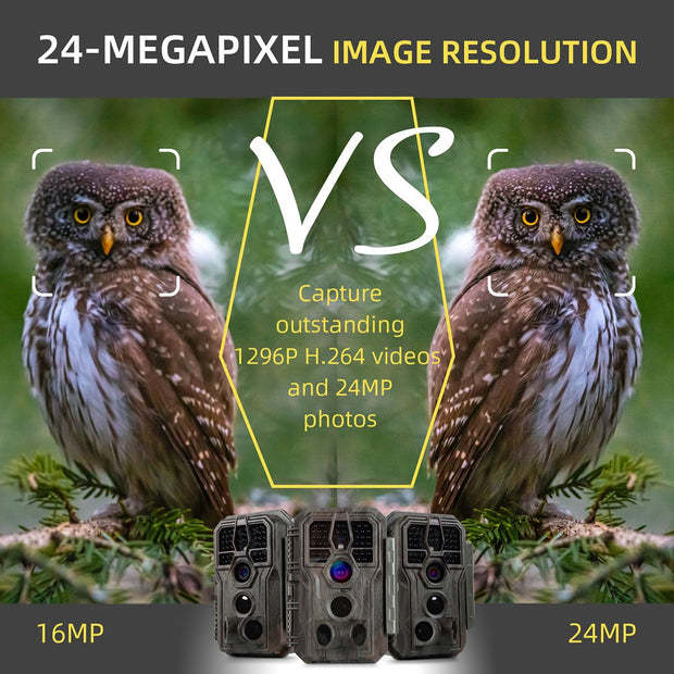 Wildlife Trail Camera with Night Vision Motion Activated 24MP 1296P Waterproof Stealth Camouflage for Hunting, Home Security | A280