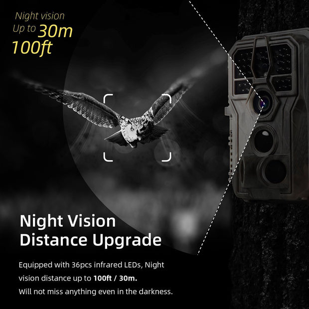Bundle: Wildlife Trail Camera with Night Vision Motion Activated 0.1S Trigger Speed 24MP 1296P IP66 x2 and 32GB SD Card Pack x 2
