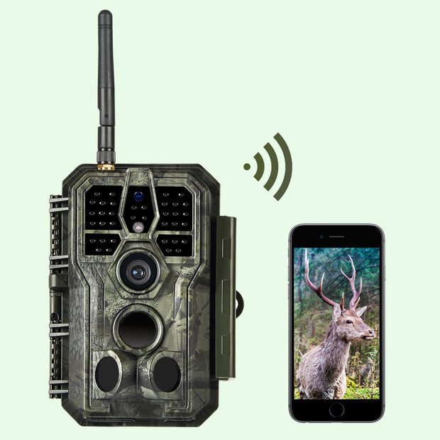 Camouflage Wireless Bluetooth WiFi Wildlife Trail Camera Night Vision Motion Activated 32MP 1296P Waterproof for Hunting, Home Security | A280W Green