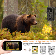 Wireless Bluetooth WildlifeTrail Camera with Night Vision Motion Activated 32MP 1296P Waterproof Stealth Camouflage for Hunting, Home Security