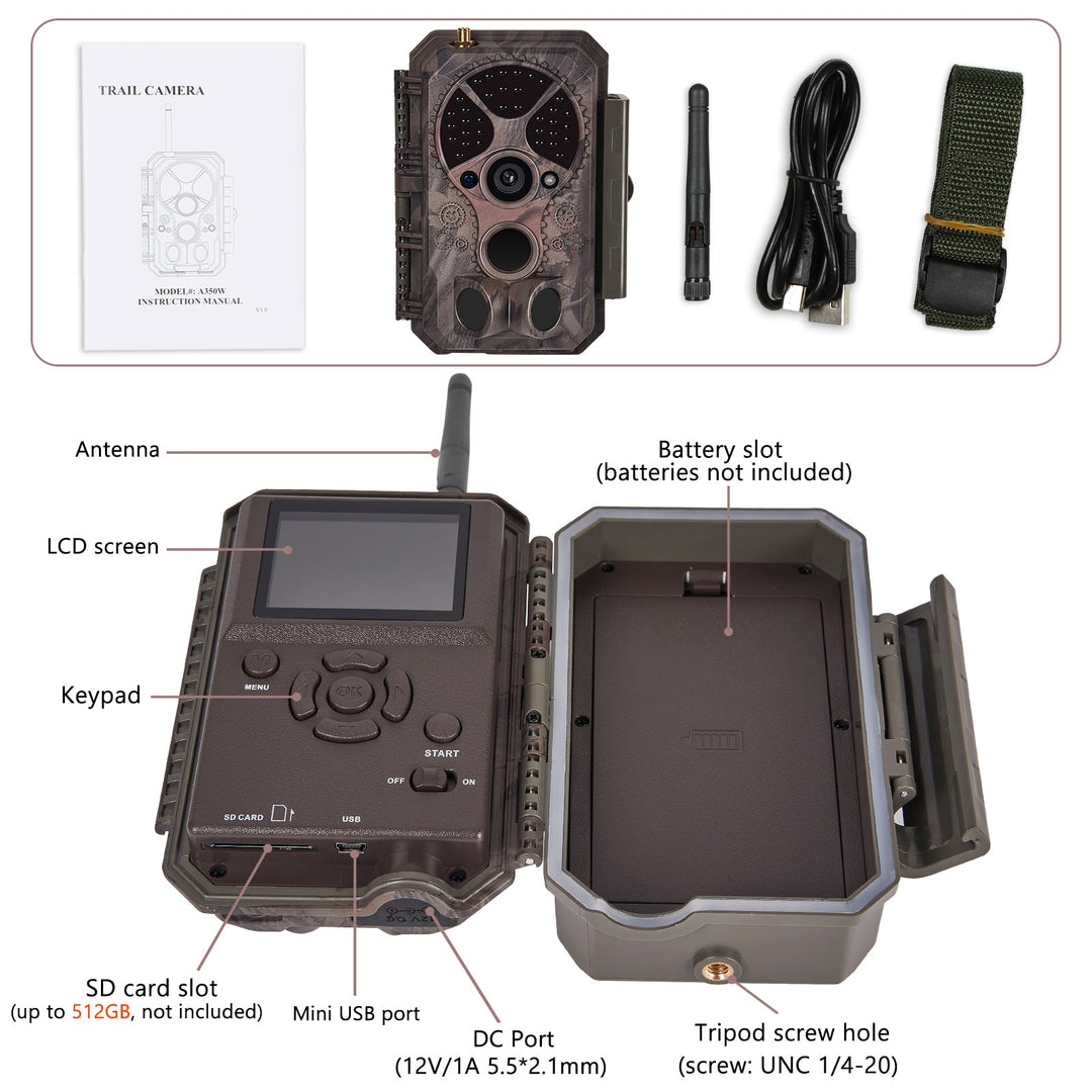 CAMPARK Caméra de chasse WiFi Bluetooth 1080P 32MP, Déclencheur 0.1s