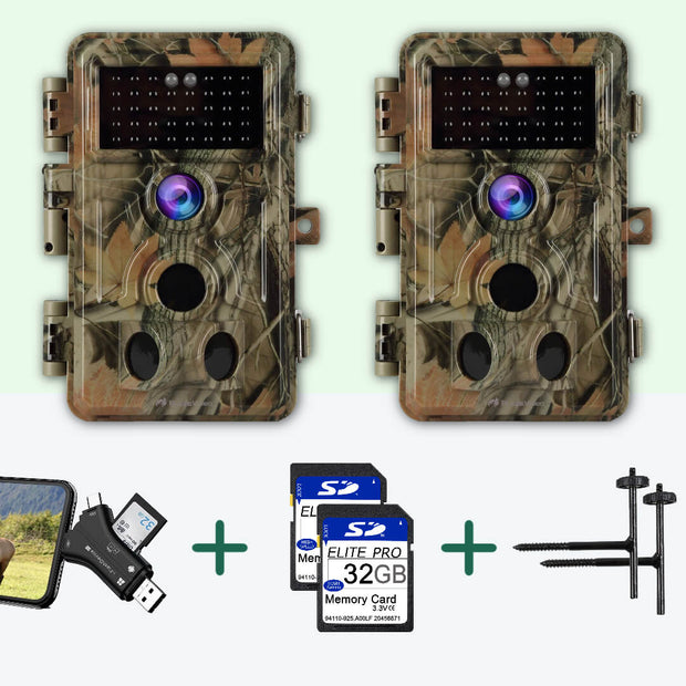 Bundle: 2x Advanced Trail Cam A262 + 2x 32Gb SD card + 2x Mounting bracket + SD Card reader