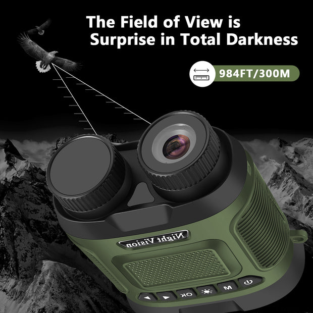 Digital Night Vision Binocular 40MP image 2.5K video with 3" IPS screen Starlight Distance to 300M for Hunting Fishing Camping Climbing at Night | DT29 Green