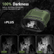 Digital Night Vision Binocular 40MP image 2.5K video with 3" IPS screen Starlight Distance to 300M for Hunting Fishing Camping Climbing at Night | DT29 Green