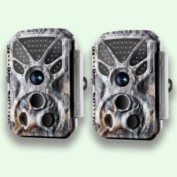 2-Pack 32MP Photo 4K 2160P Full HD Video Trail Camera with Audio and Motion Detector Night Vision Max. Distance up to 100ft, 0.1s Trigger Speed, Waterproof IP66 | T326 Grey