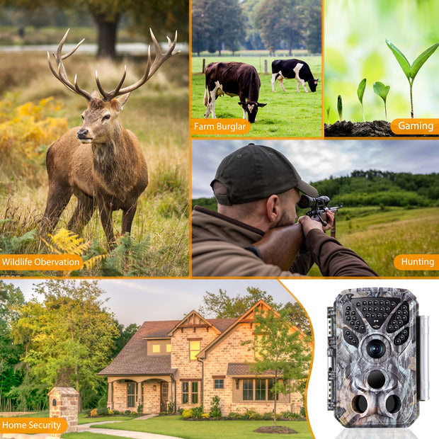 4K 2160P 30fps Video 32MP Photo Trail Camera with Audio and Motion Detector Night Vision up to 100ft, 0.1s Trigger Speed, Waterproof | T326 Grey