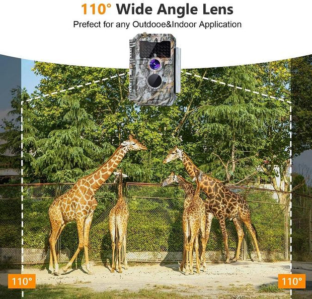 Wireless Bluetooth WiFi Game Trail Deer Camera 24MP 1296P Video Night Vision No Glow Motion Activated Waterproof