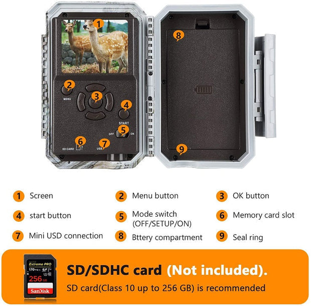 Bundle of Solar Panel and WiFi Game Camera 32MP 1296P Night Vision No Glow Motion Activated for Wildlife Hunting, Home Security | W600 Brown