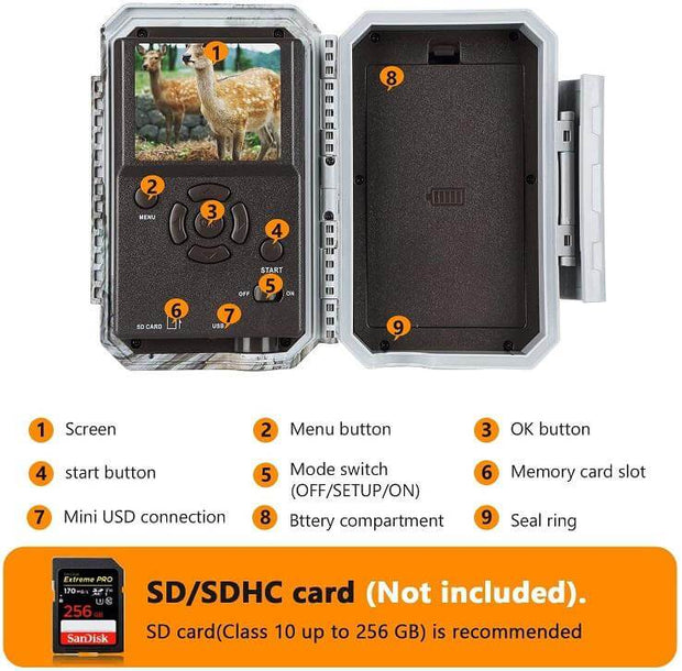Bundle Wifi Wildlife Camera Trail Camera with Night Vision Motion Activated 0.5S Trigger Speed 24MP 1296P IP66 Waterproof Scouting Cam for & Hunting Wildlife+32Gb SD Card