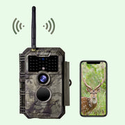 Wireless Bluetooth WiFi Game Trail Deer Camera 32MP 1296P Night Vision No Glow Motion Activated Stealth Camouflage for Wildlife Hunting, Home Security | W600 Brown