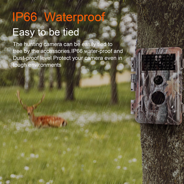 Wildlife Trail Camera with No Glow Night Vision 0.1S Trigger Motion Activated IP66 Waterproof for Hunting & home security 24MP 1296P