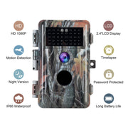 Wildlife Trail Camera with No Glow Night Vision 0.1S Trigger Motion Activated 24MP 1296P IP66 Waterproof for Hunting & home security