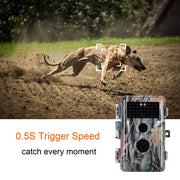 Wildlife Trail Camera with No Glow Night Vision 0.1S Trigger Motion Activated 32MP 1296P IP66 Waterproof for Hunting & home security | A252